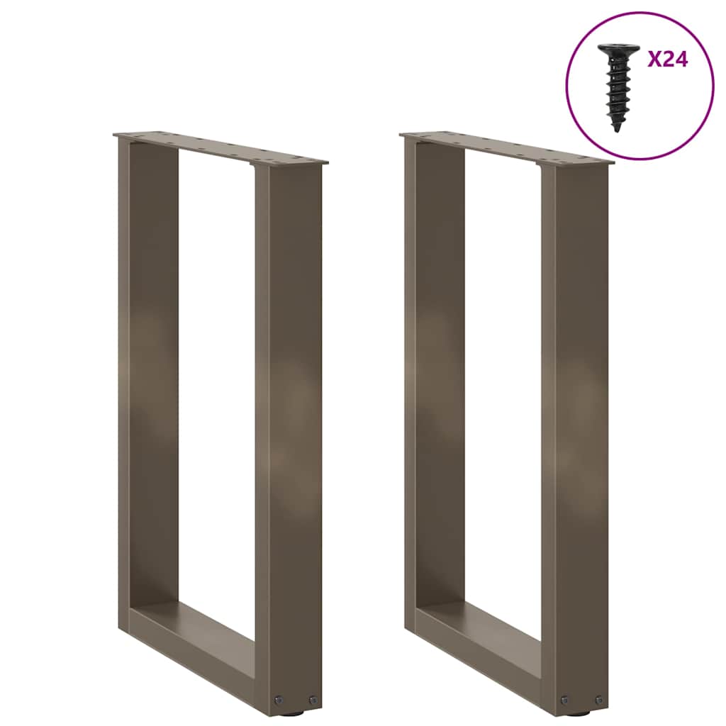 spisebordsben U-formet 2 stk. naturstål 50x(72-73) cm stål