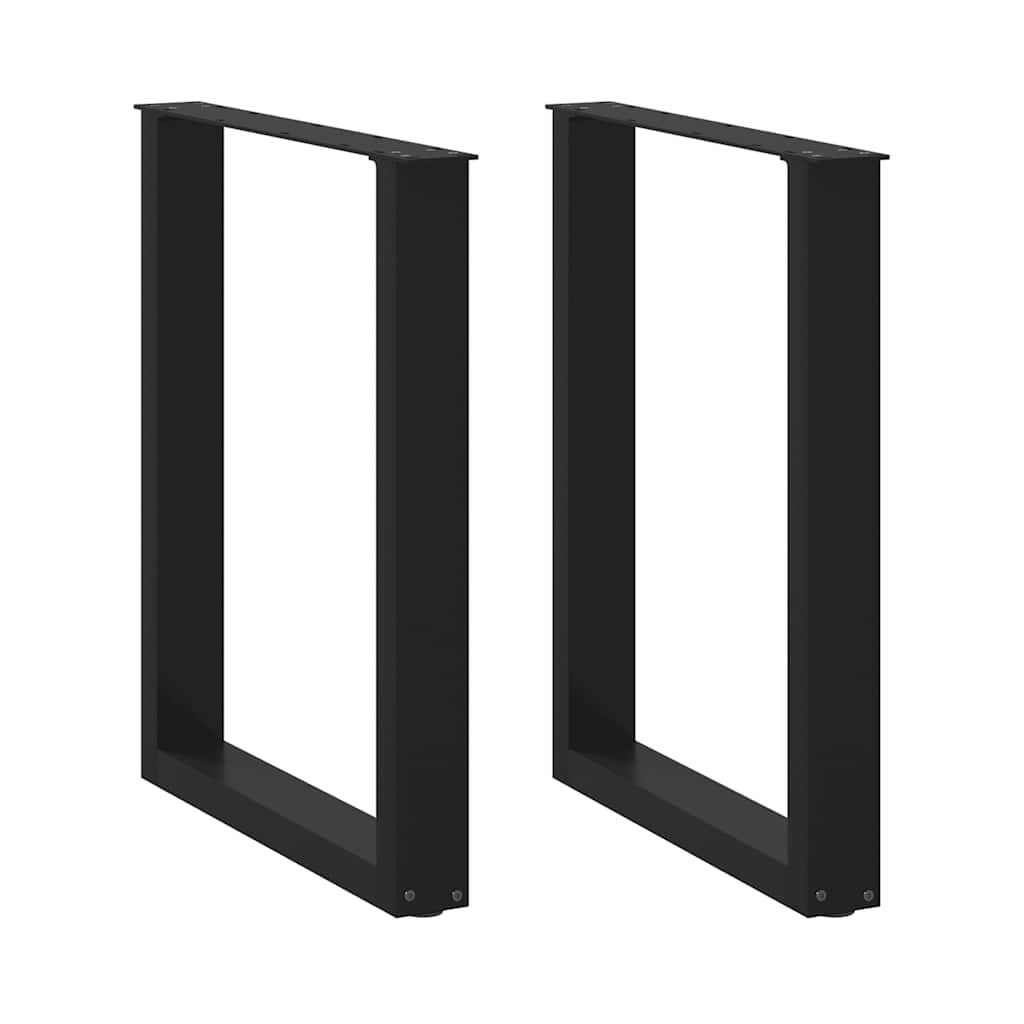 spisebordsben U-formet 2 stk. sort 70 x (72-73) cm stål