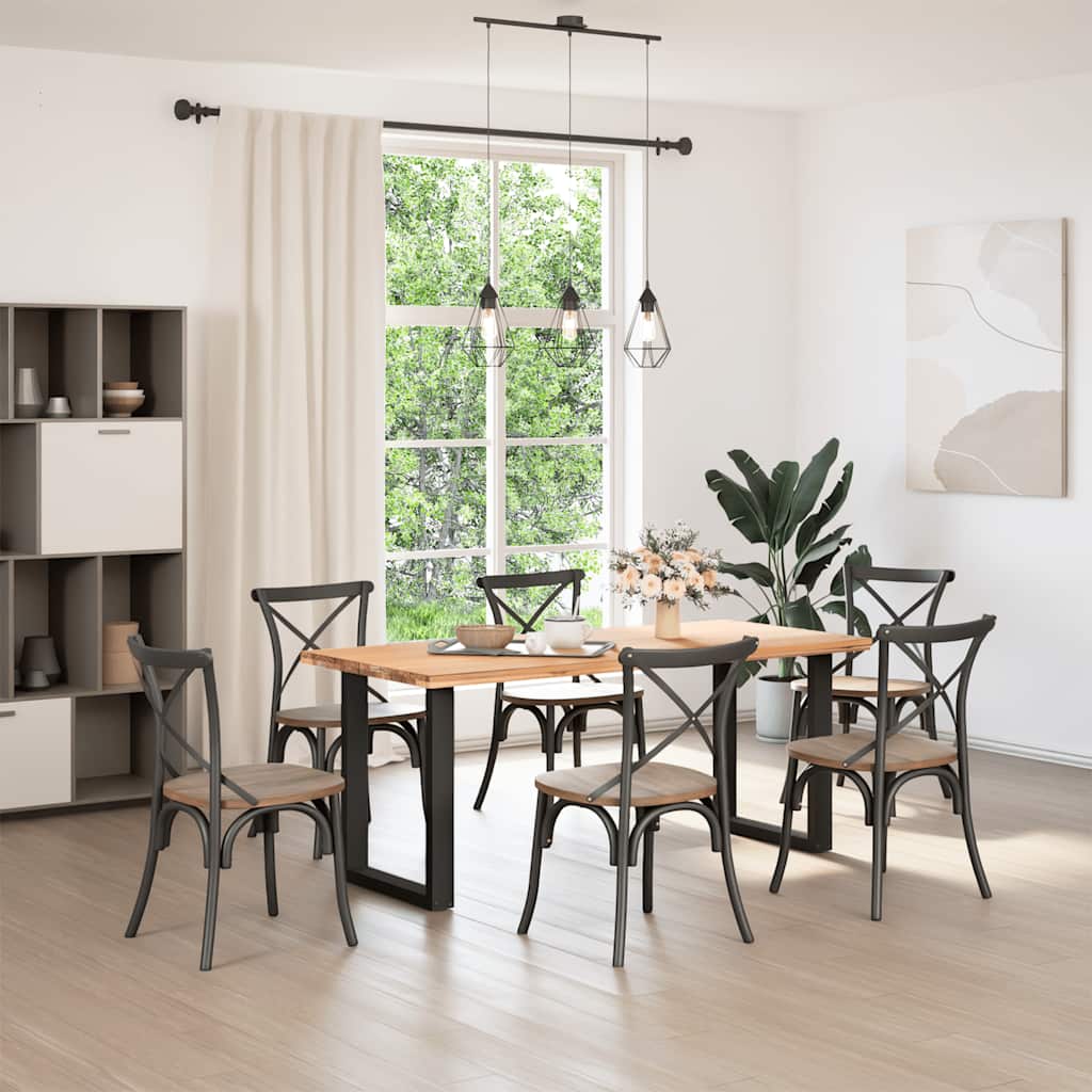 spisebordsben U-formet 2 stk. sort 70 x (72-73) cm stål