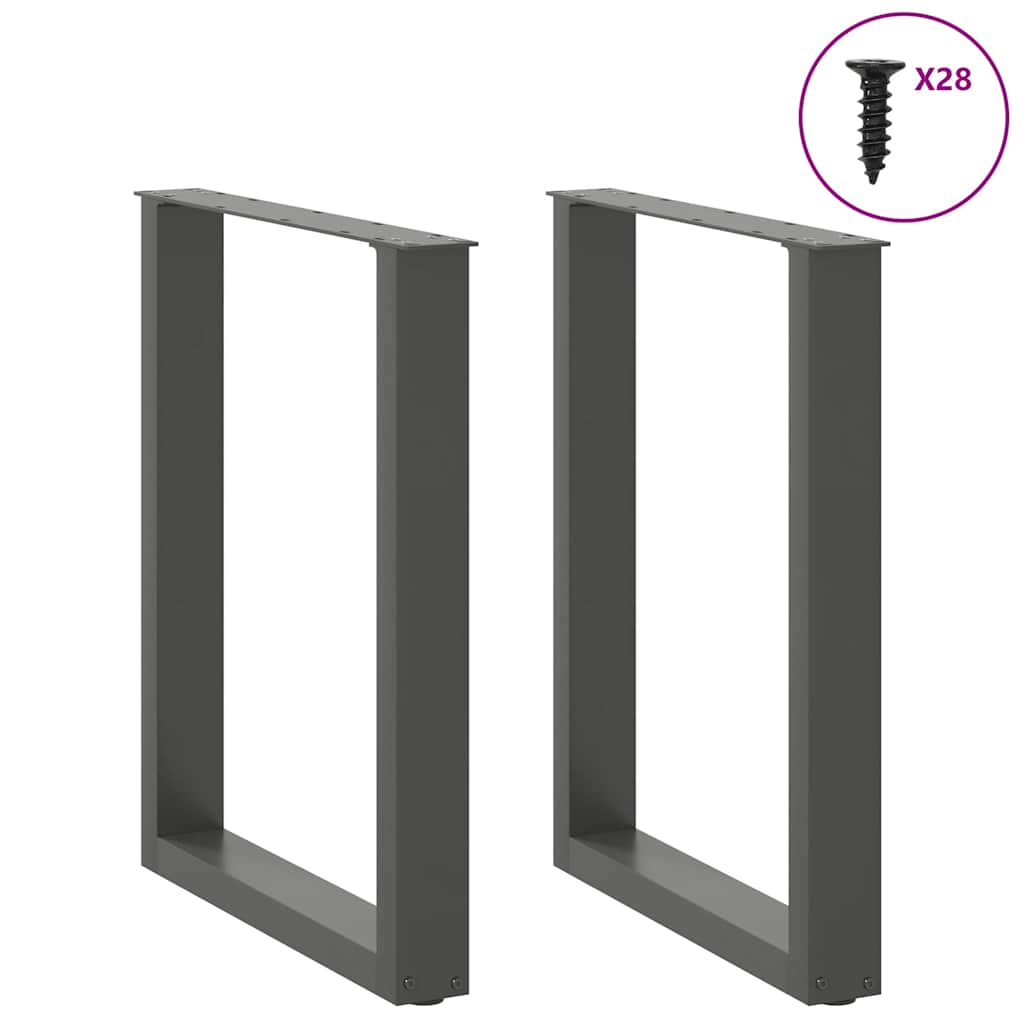 spisebordsben U-formet 2 stk. antracit 70 x (72-73) cm stål