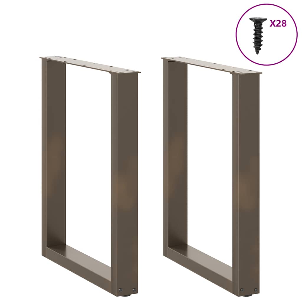 spisebordsben U-formet 2 stk. naturstål 70x(72-73) cm stål