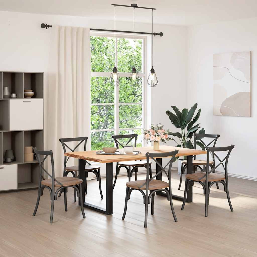 spisebordsben U-formet 2 stk. sort 80 x (72-73) cm stål