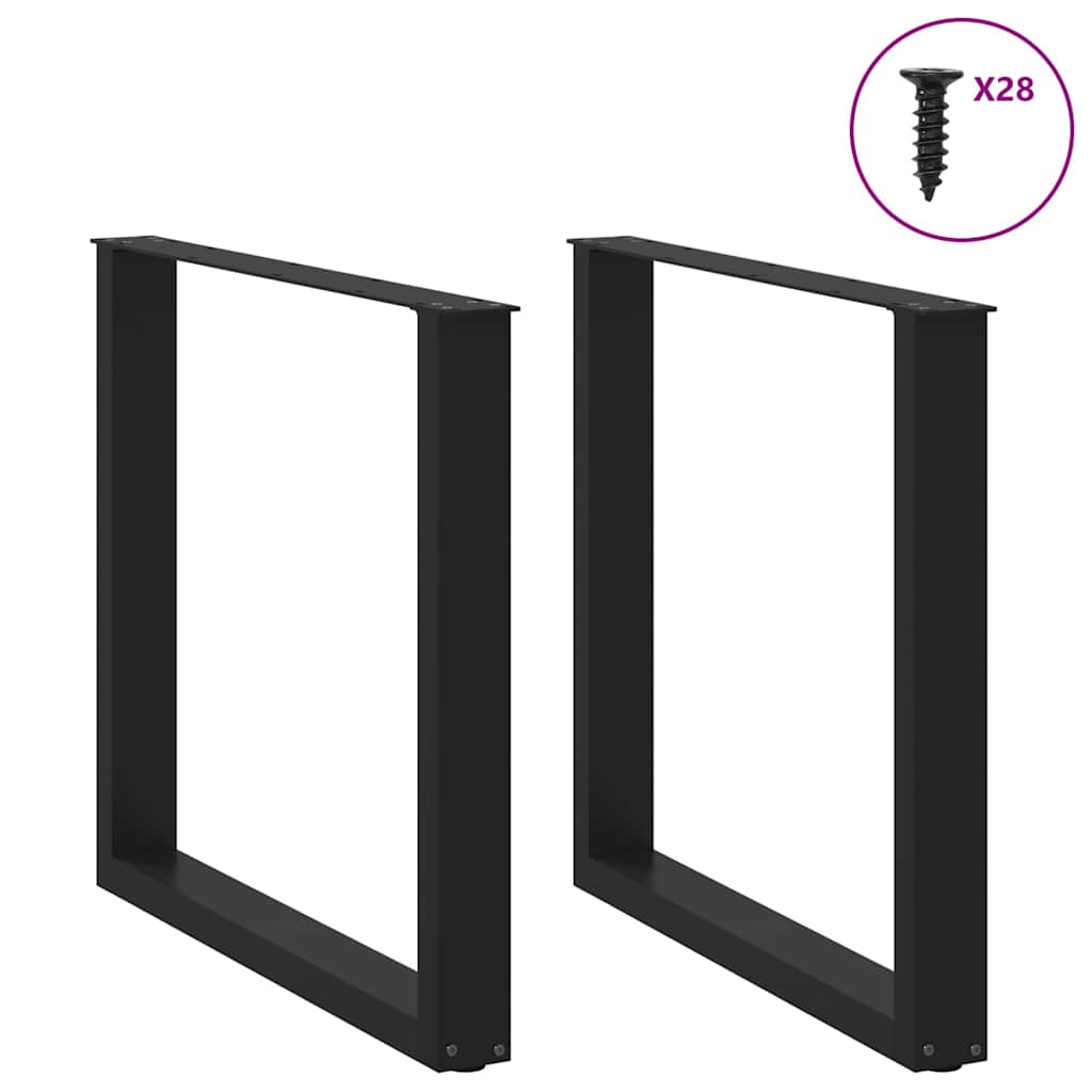 spisebordsben U-formet 2 stk. sort 80 x (72-73) cm stål