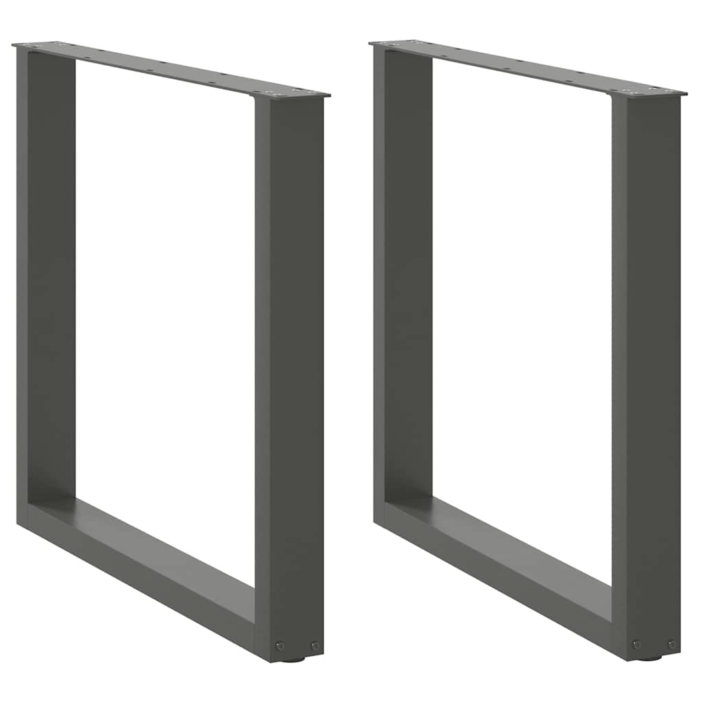 spisebordsben U-formet 2 stk. antracit 80x(72-73) cm stål