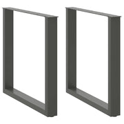 spisebordsben U-formet 2 stk. antracit 80x(72-73) cm stål