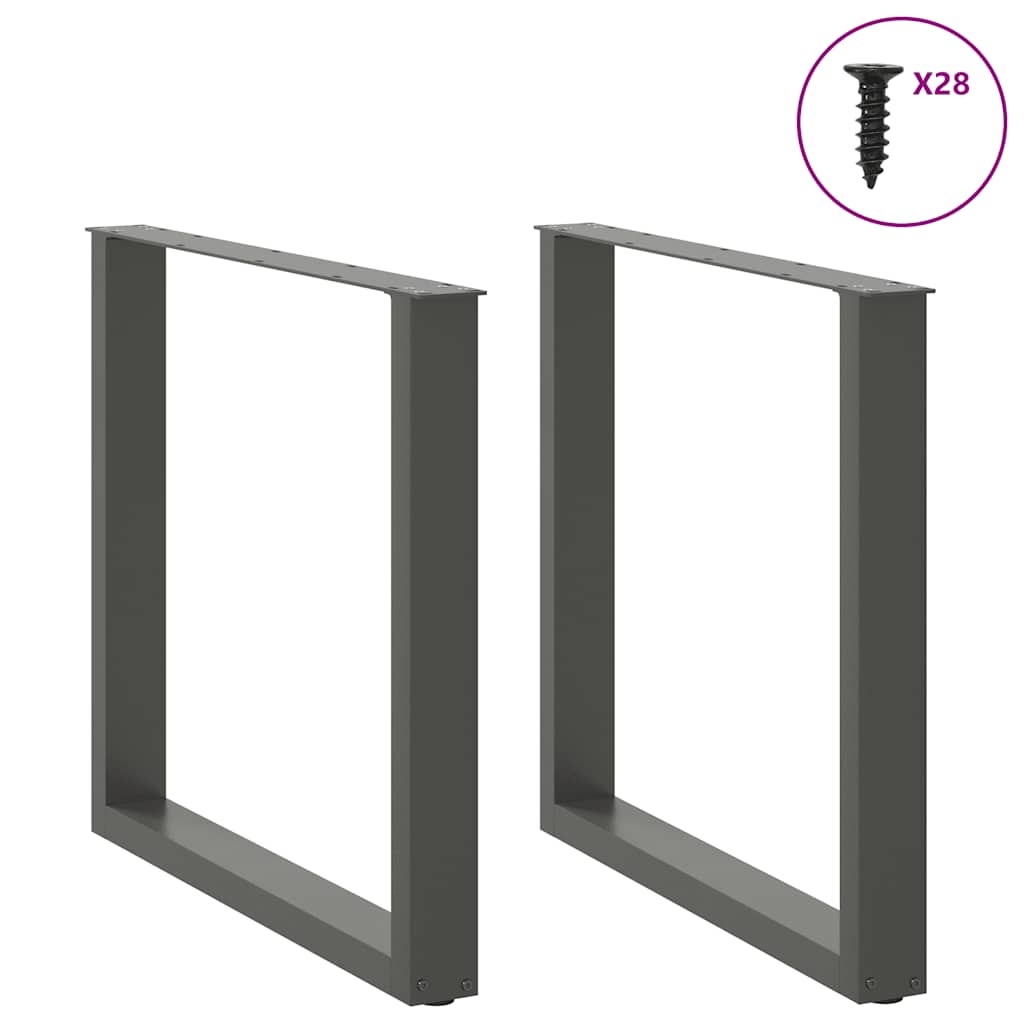 spisebordsben U-formet 2 stk. antracit 80x(72-73) cm stål