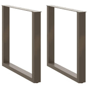 spisebordsben U-formet 2 stk. naturstål 80x(72-73) cm stål