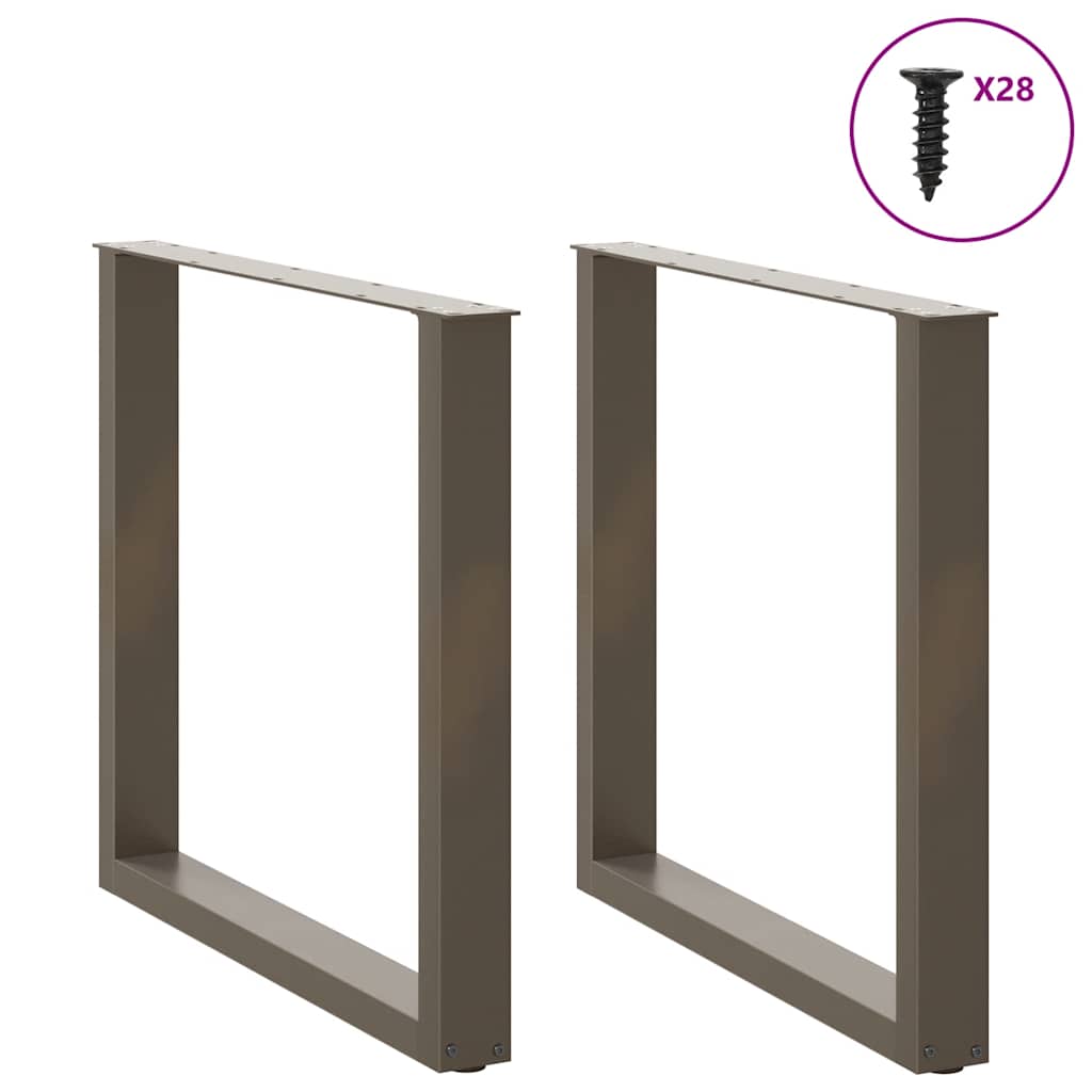 spisebordsben U-formet 2 stk. naturstål 80x(72-73) cm stål