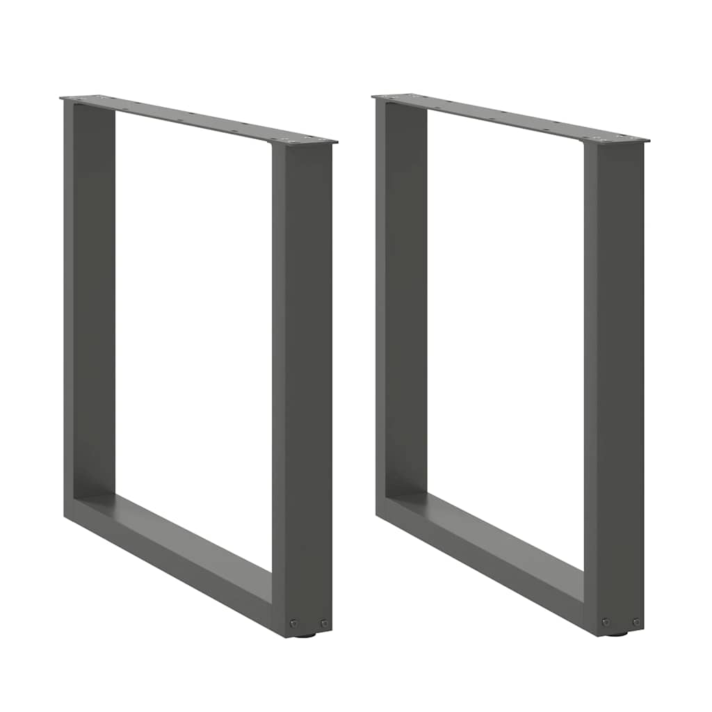 spisebordsben U-formet 2 stk. antracit 90x(72-73) cm stål