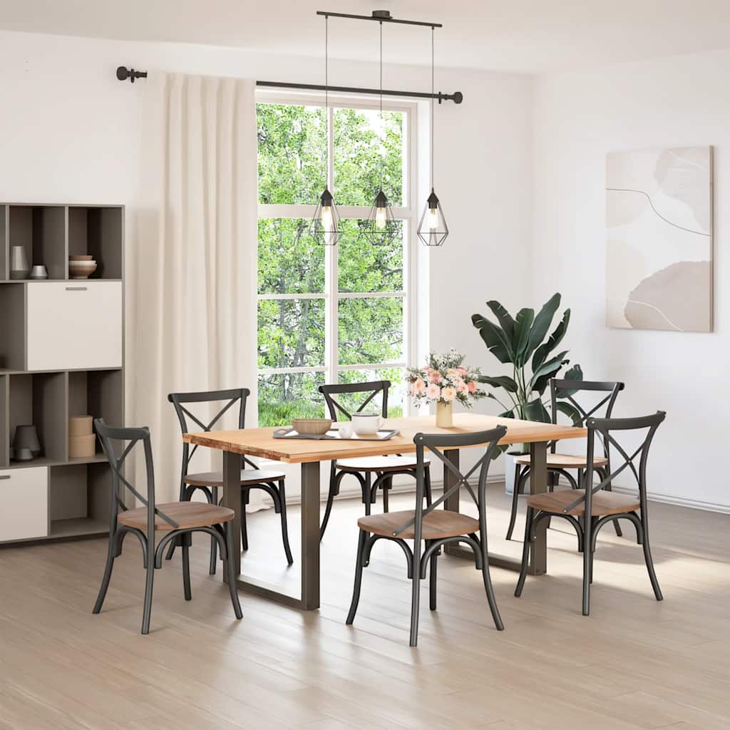 spisebordsben U-formet 2 stk. naturstål 90 x (72-73) cm stål