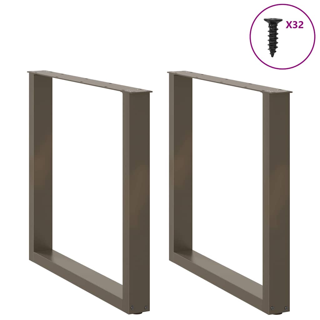 spisebordsben U-formet 2 stk. naturstål 90 x (72-73) cm stål
