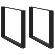 spisebordsben U-formet 2 stk. sort 100x(72-73) cm stål