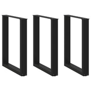 spisebordsben U-formet 3 stk. sort 70 x (72-73) cm stål