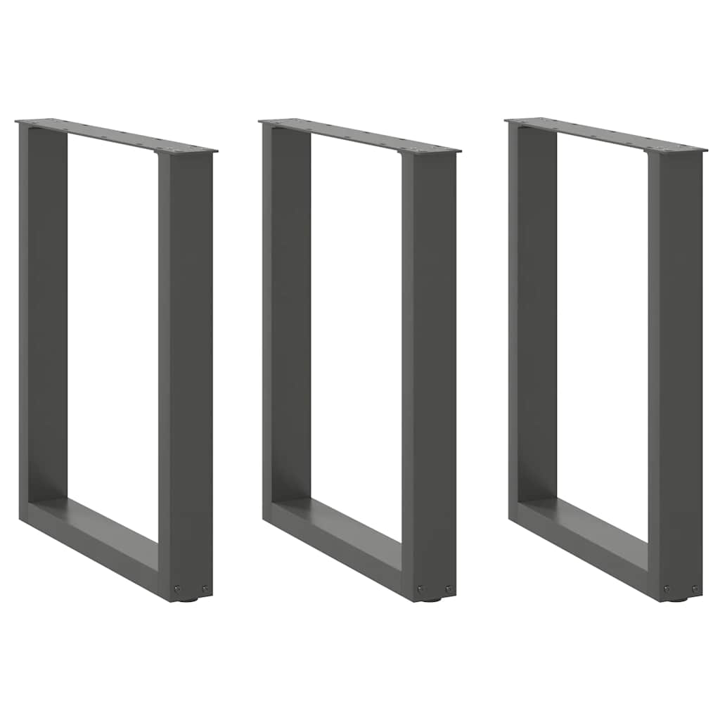 spisebordsben U-formet 3 stk. antracit 70 x (72-73) cm stål