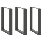spisebordsben U-formet 3 stk. antracit 70 x (72-73) cm stål