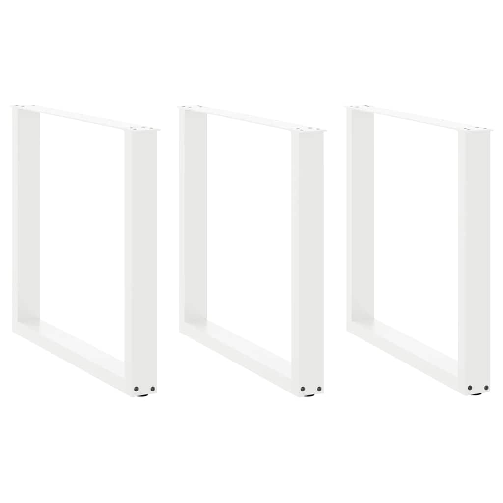 spisebordsben U-formet 3 stk. hvid 80x(72-73) cm stål