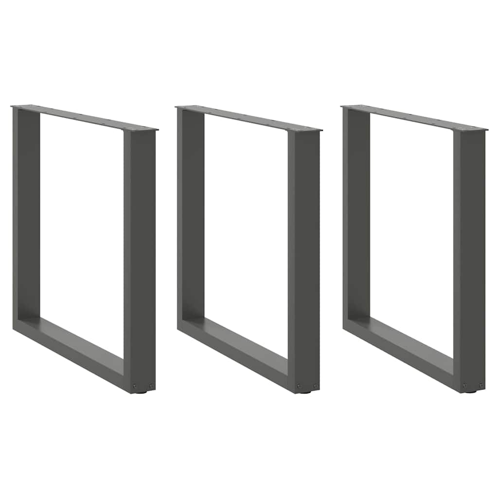 spisebordsben U-formet 3 stk. antracit 80x(72-73) cm stål