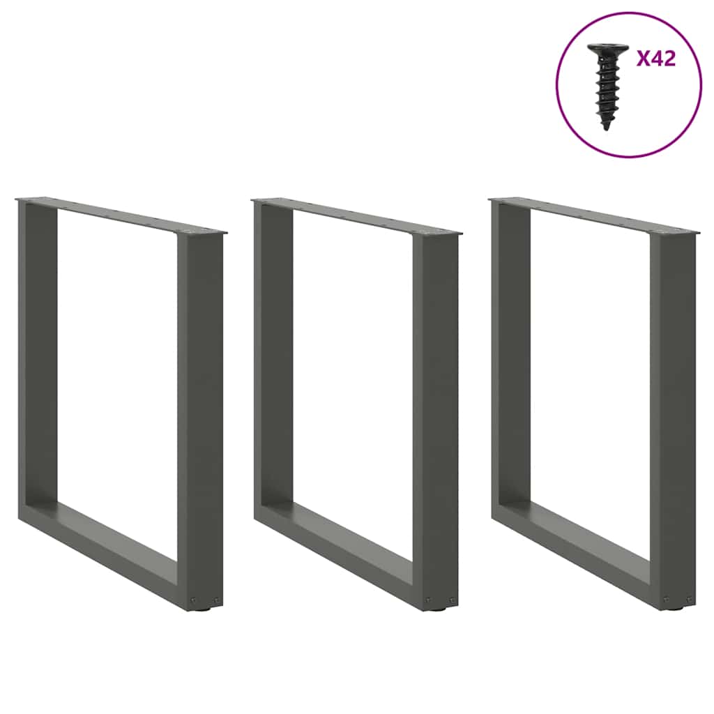 spisebordsben U-formet 3 stk. antracit 80x(72-73) cm stål