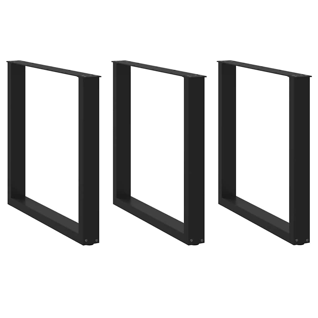 spisebordsben U-formet 3 stk. sort 90 x (72-73) cm stål