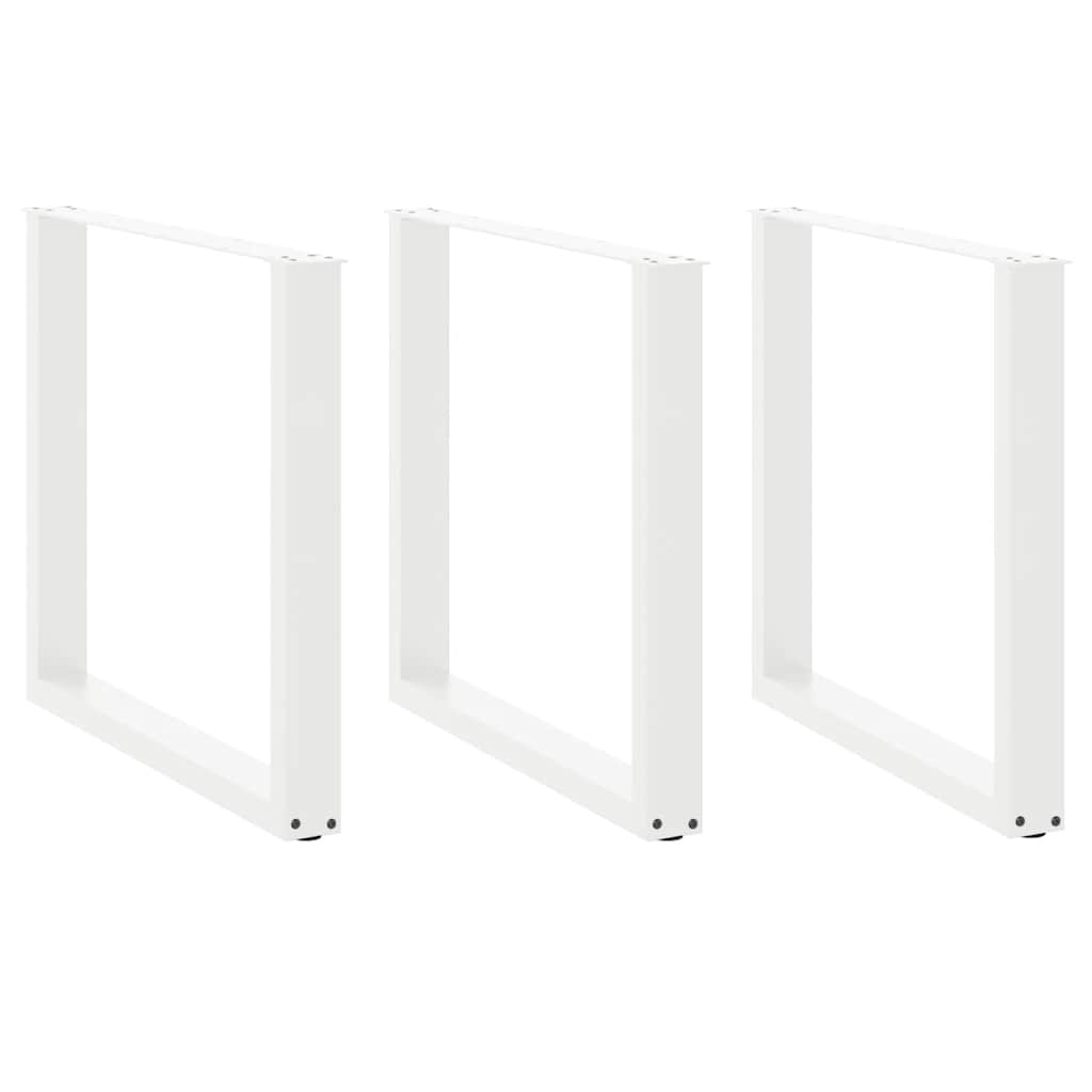 spisebordsben U-formet 3 stk. hvid 90 x (72-73) cm stål