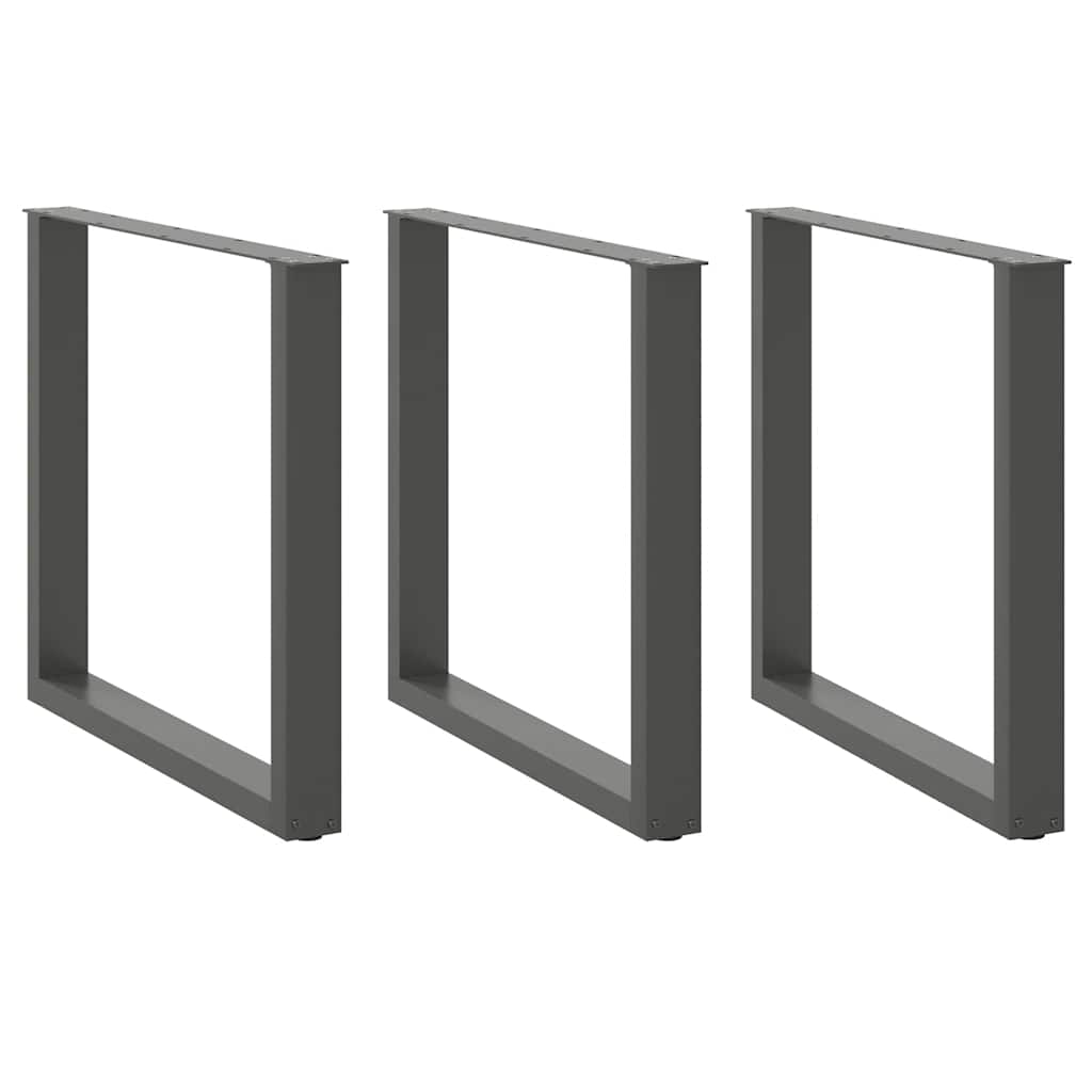spisebordsben U-formet 3 stk. antracit 90x(72-73) cm stål