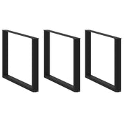 spisebordsben U-formet 3 Stk. sort 100x(72-73) cm stål