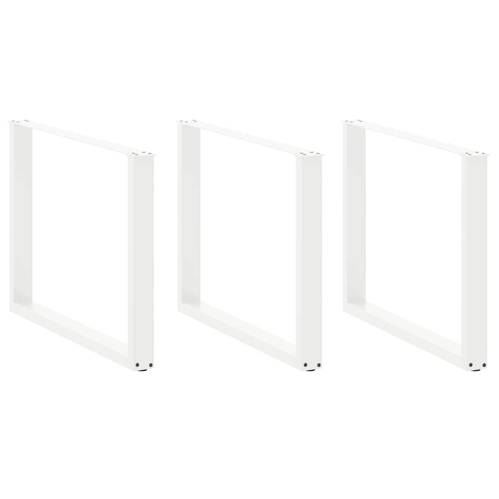 spisebordsben U-formet 3 Stk. hvid 100x(72-73) cm stål