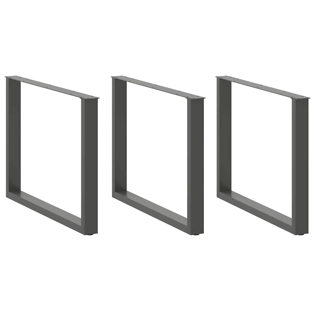 spisebordsben U-formet 3 Stk. antracit 100x(72-73) cm stål