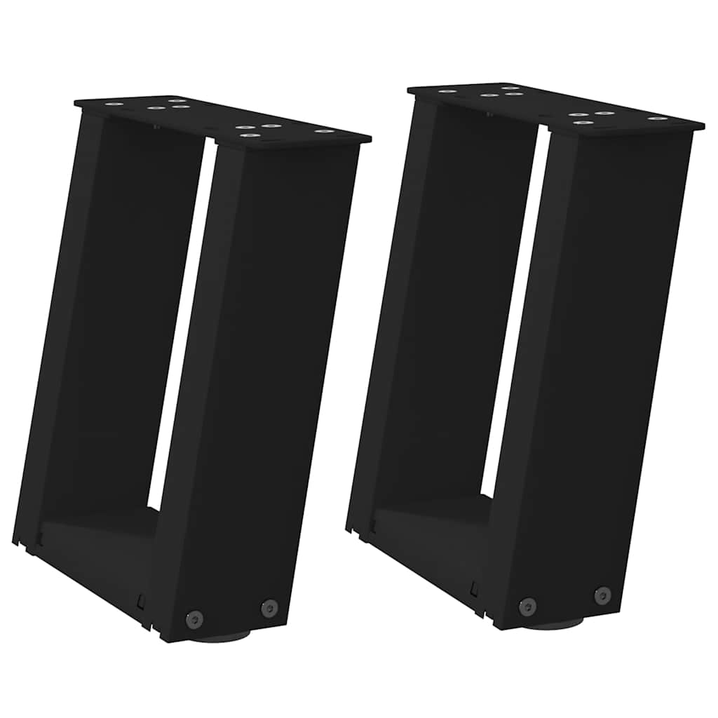 sofabordsben U-formet 2 stk. sort 30x(30-31) cm stål