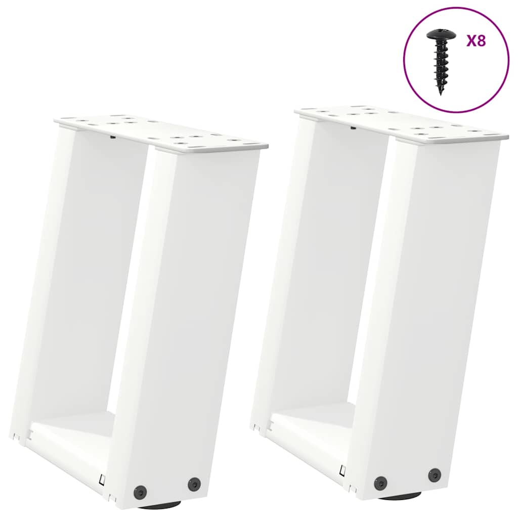 sofabordsben U-formet 2 stk. hvid 30x(30-31) cm stål
