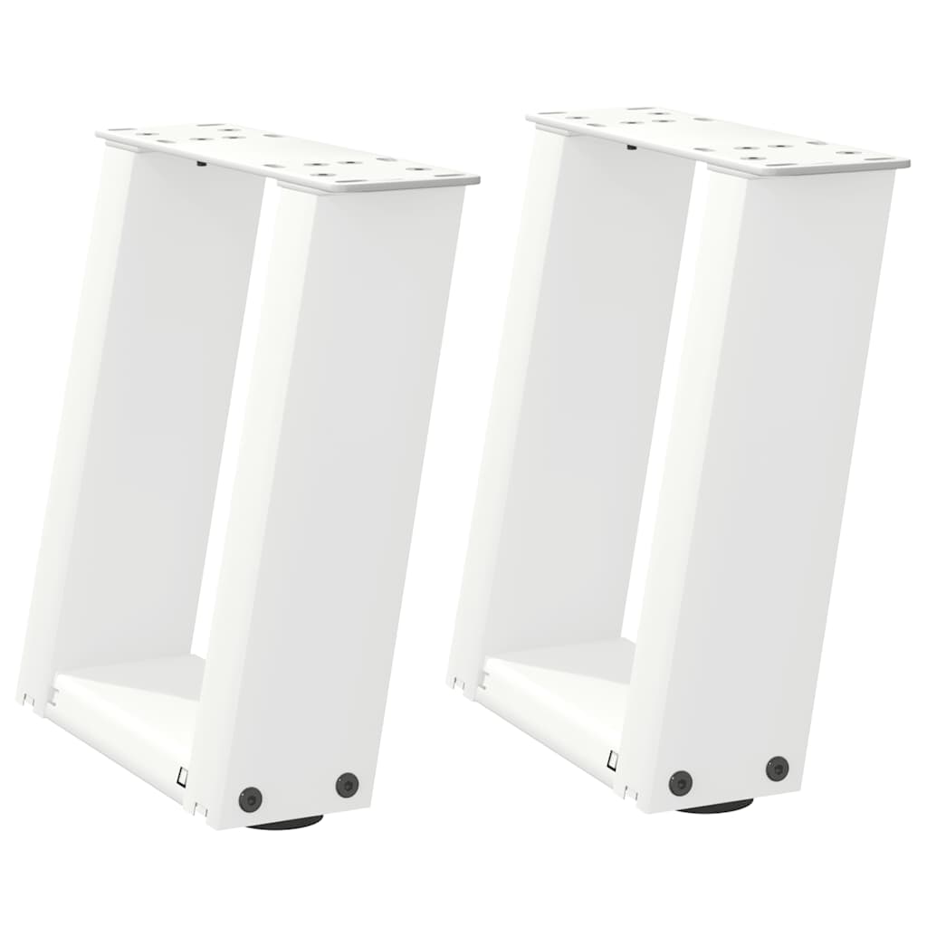 sofabordsben U-formet 2 stk. hvid 30x(30-31) cm stål
