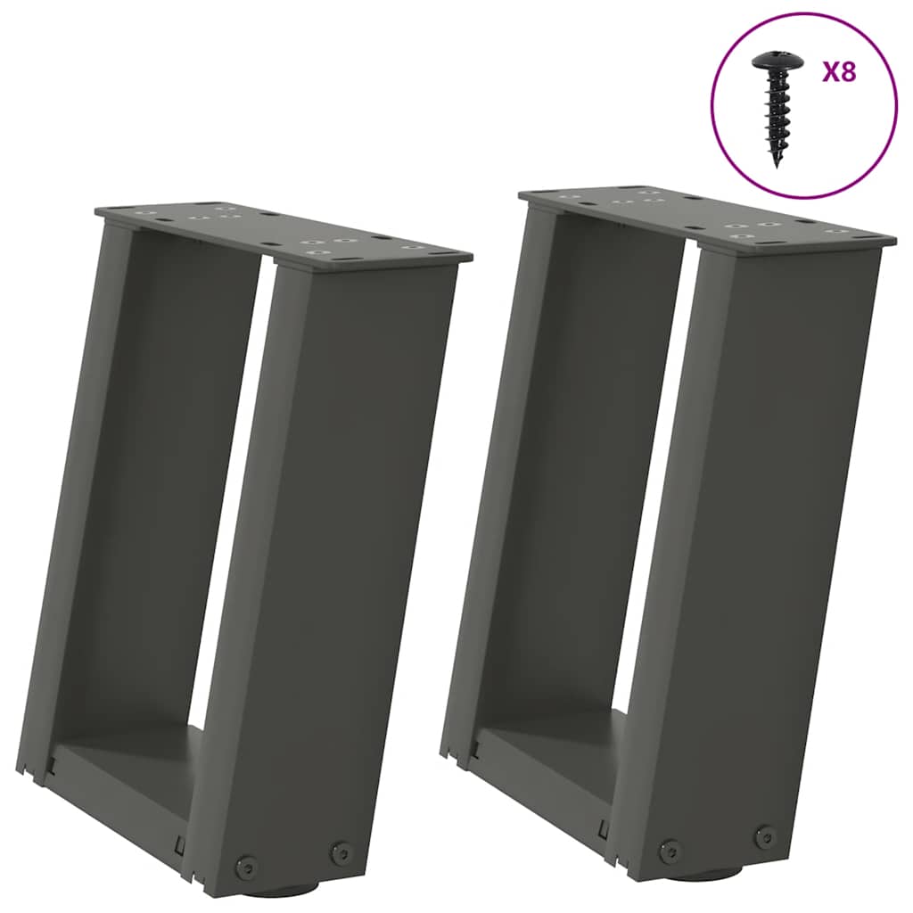 sofabordsben U-formet 2 stk. antracit 30x(30-31) cm stål