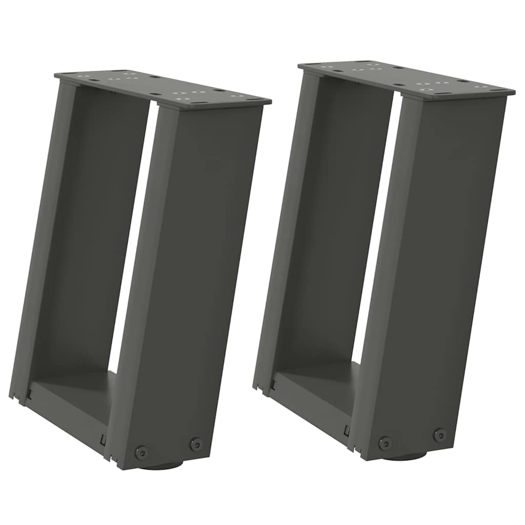 sofabordsben U-formet 2 stk. antracit 30x(30-31) cm stål