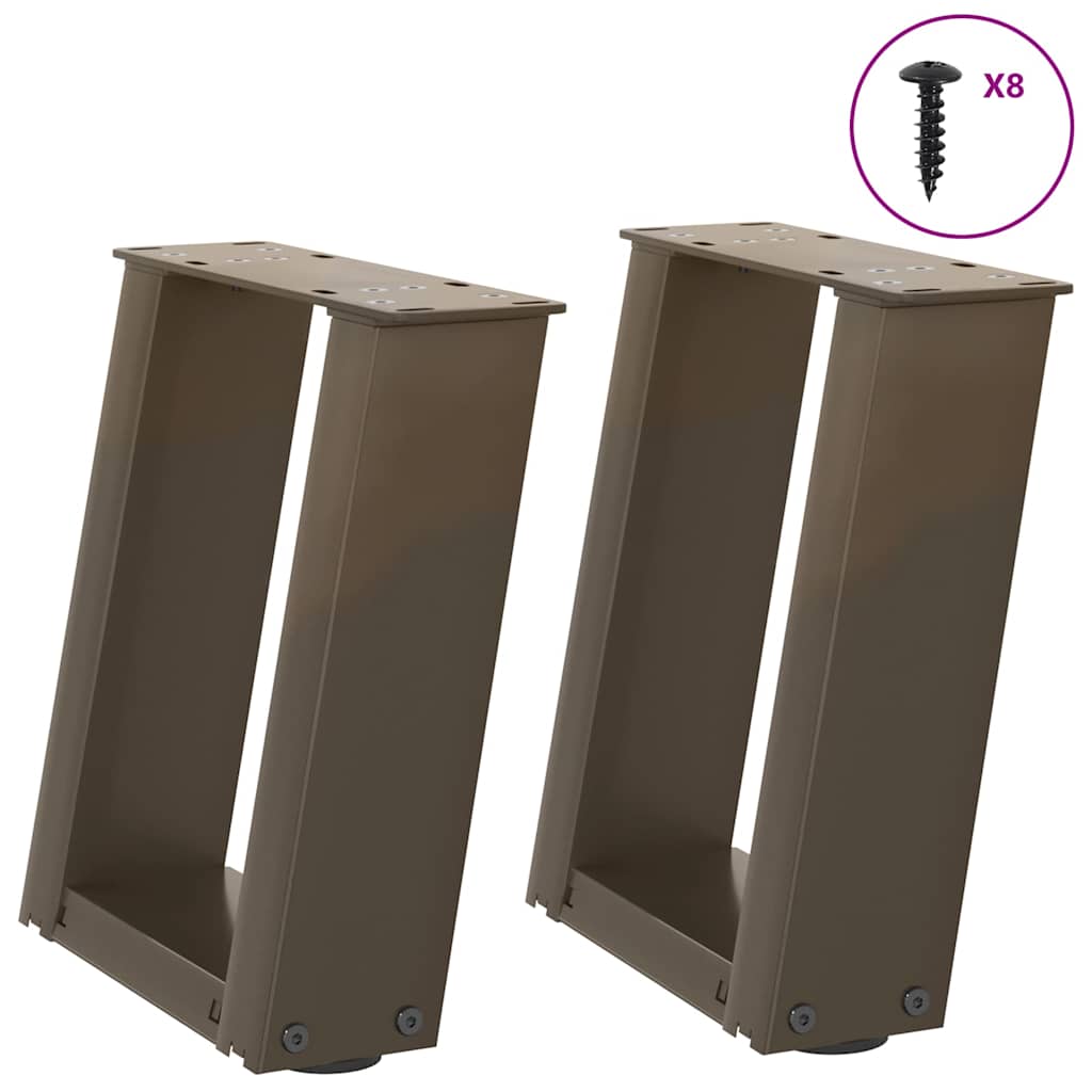 sofabordsben U-formet 2 stk. naturstål 30x(30-31) cm stål