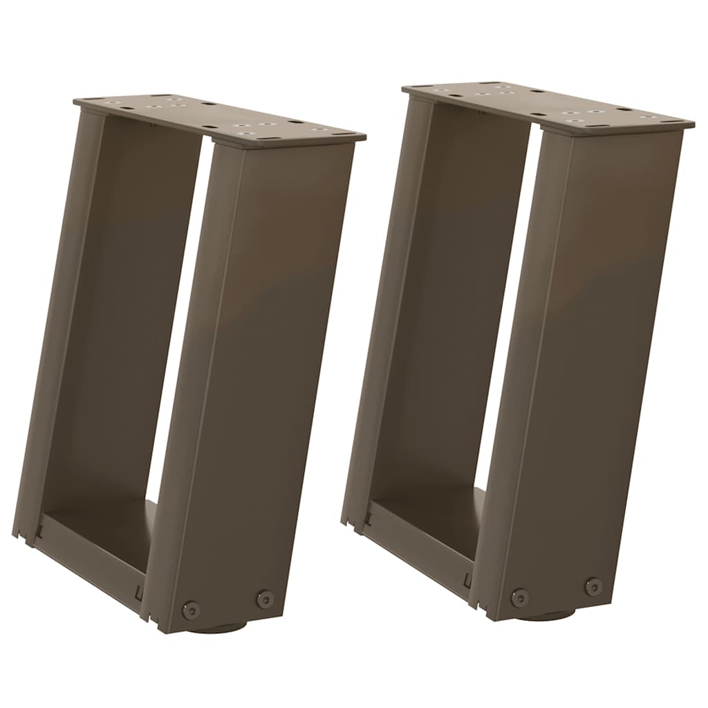 sofabordsben U-formet 2 stk. naturstål 30x(30-31) cm stål