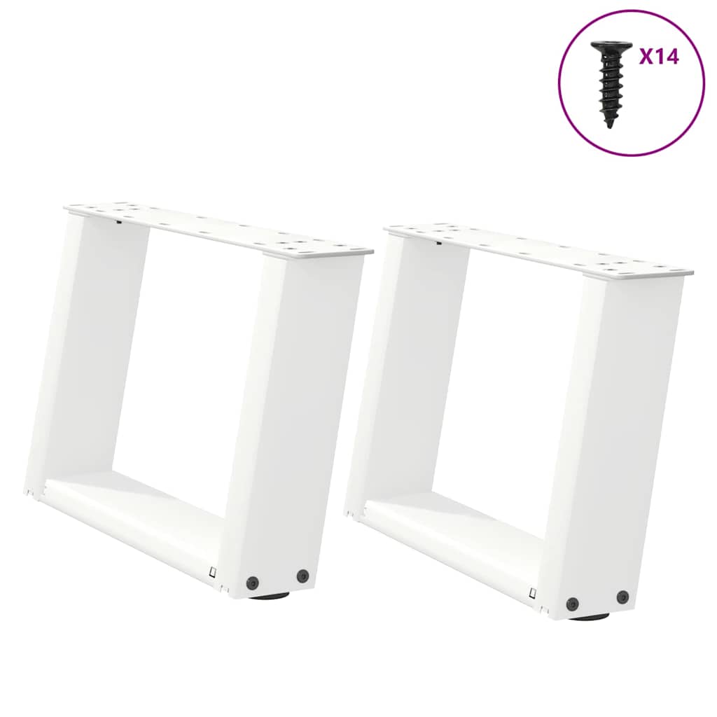 sofabordsben U-formet 2 stk. hvid 40x(30-31) cm stål