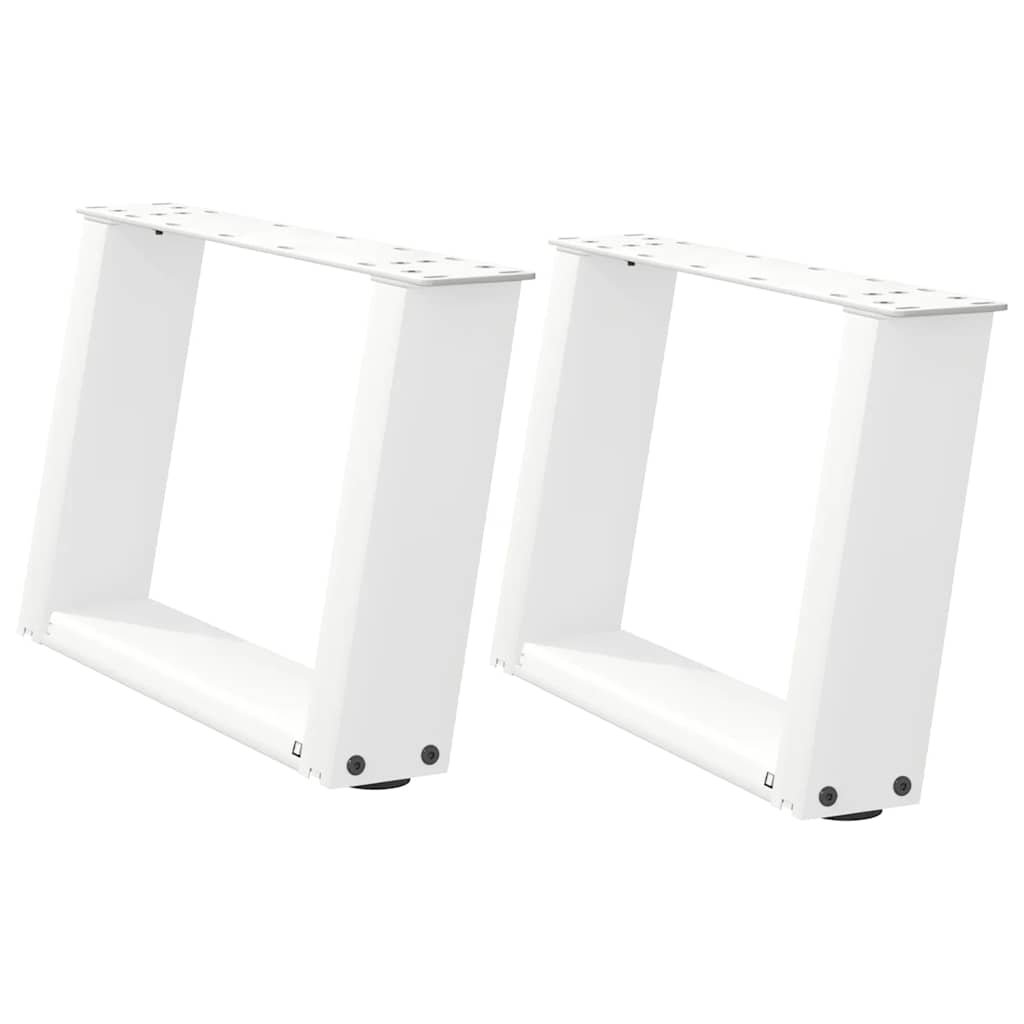 sofabordsben U-formet 2 stk. hvid 40x(30-31) cm stål