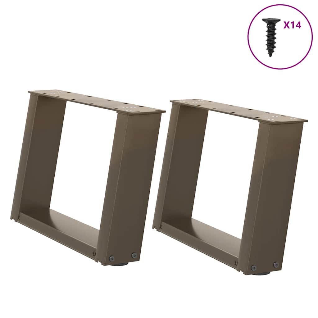 sofabordsben U-formet 2 stk. naturstål 40x(30-31) cm stål