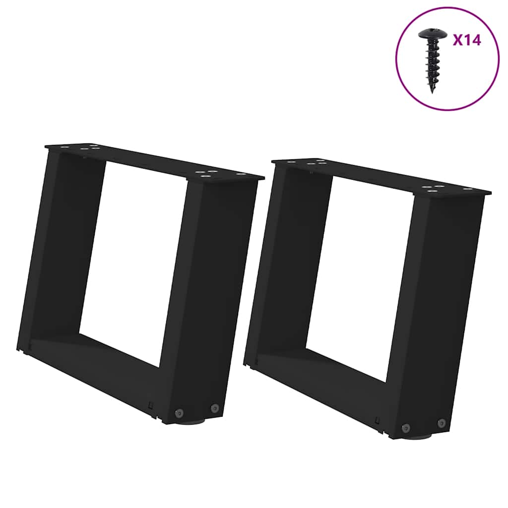 sofabordsben U-formet 2 stk. sort 50x(30-31) cm stål