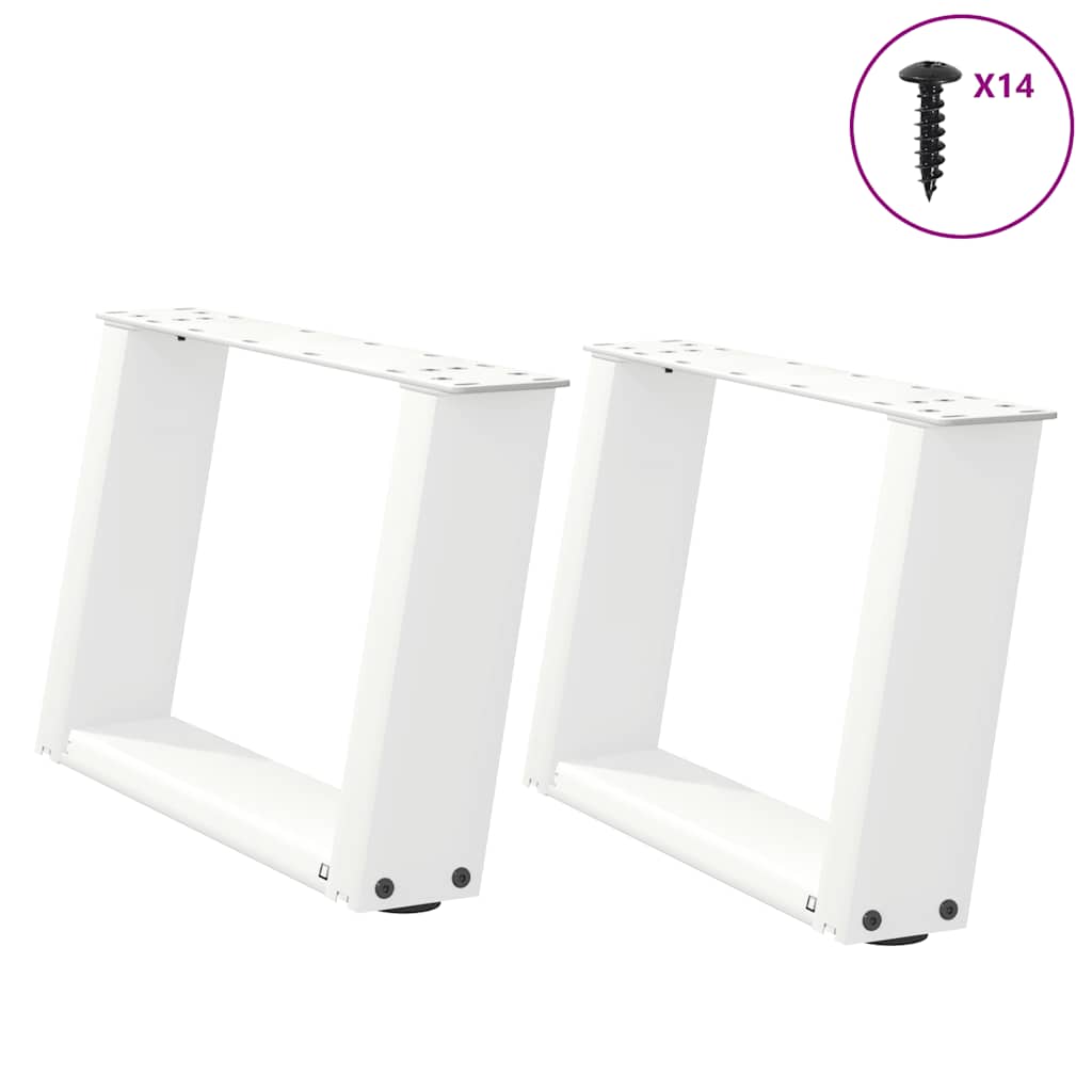 sofabordsben U-formet 2 stk. hvid 50x(30-31) cm stål