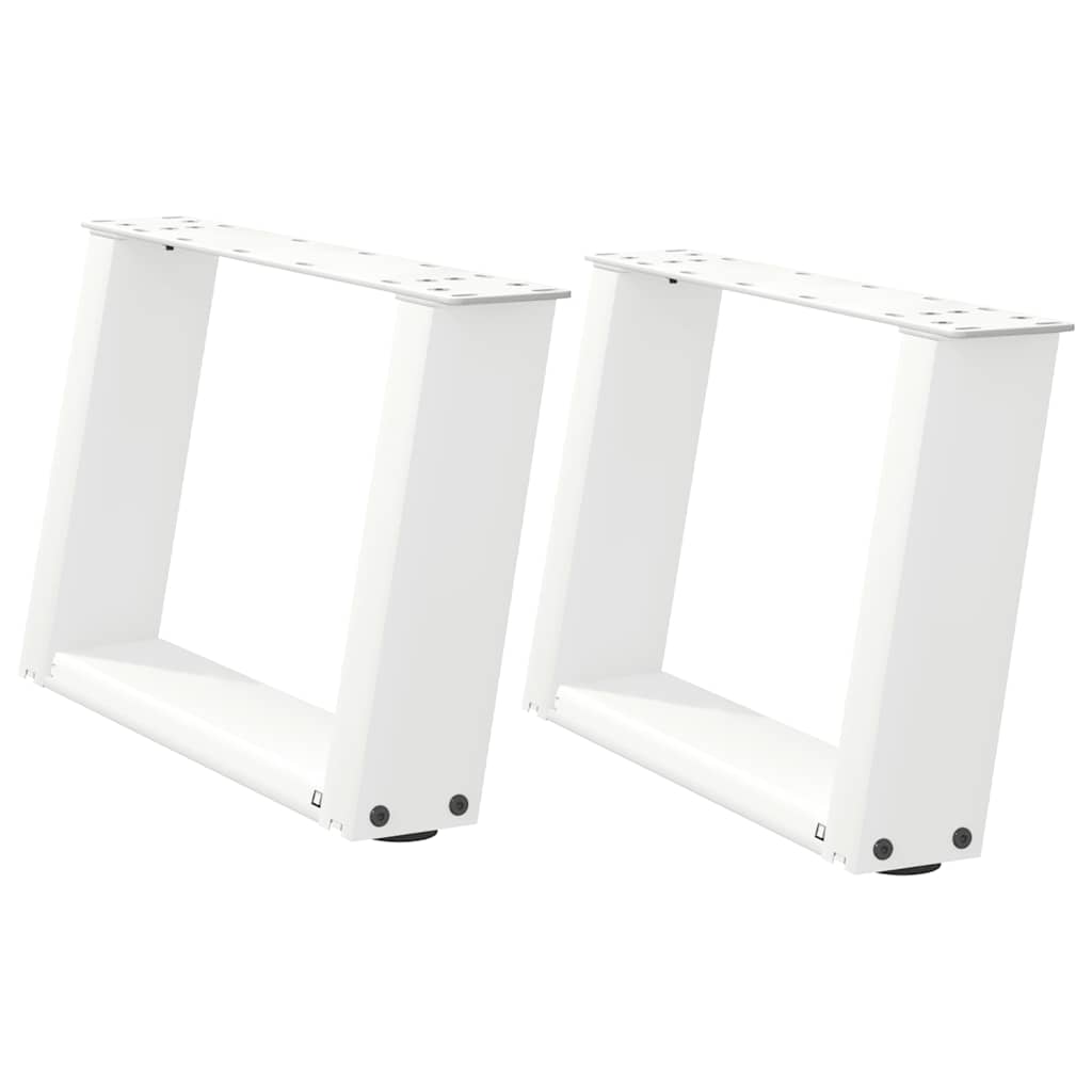 sofabordsben U-formet 2 stk. hvid 50x(30-31) cm stål