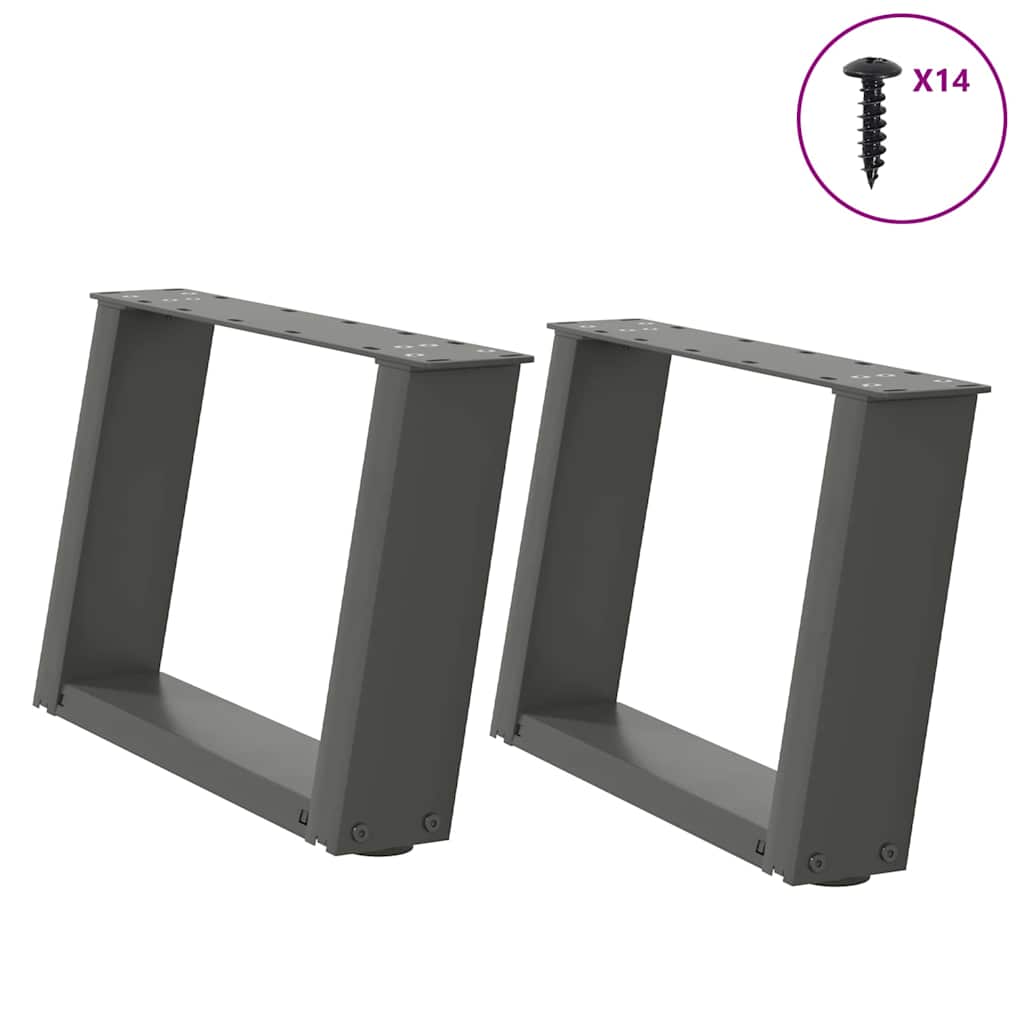 sofabordsben U-formet 2 stk. antracit 50x(30-31) cm stål