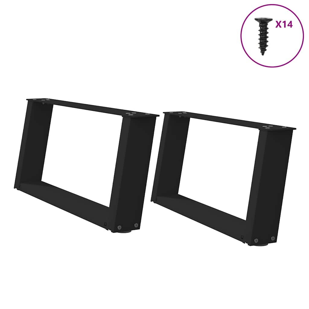 sofabordsben U-formet 2 stk. sort 60 x (30-31) cm stål
