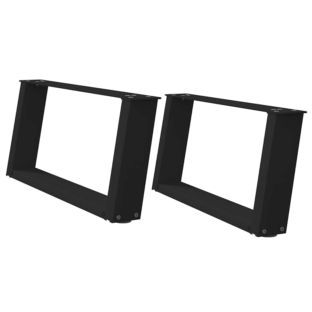 sofabordsben U-formet 2 stk. sort 60 x (30-31) cm stål