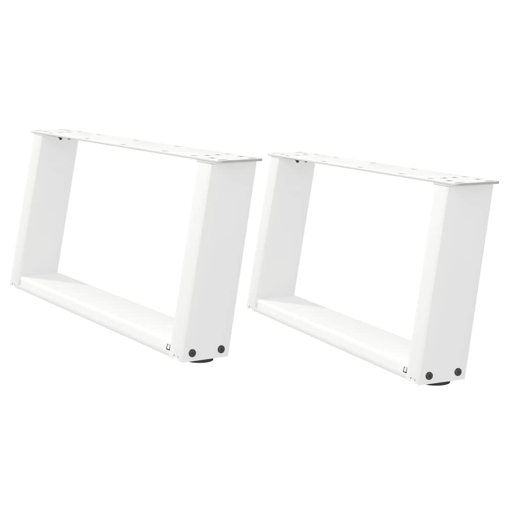 sofabordsben U-formet 2 stk. hvid 60x(30-31) cm stål