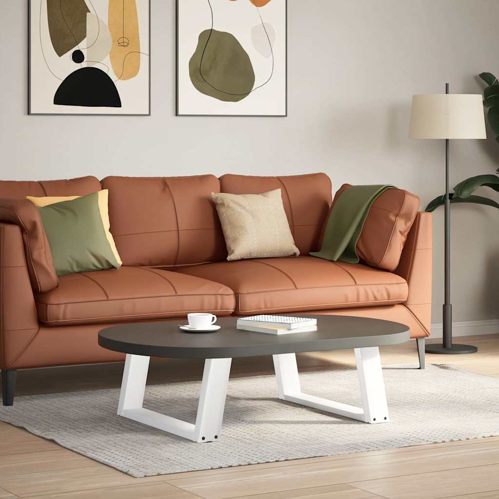 sofabordsben U-formet 2 stk. hvid 60x(30-31) cm stål