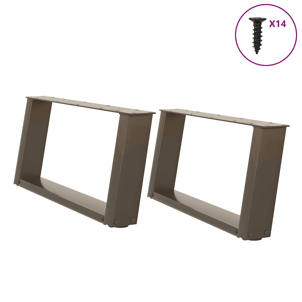 sofabordsben U-formet 2 stk. naturstål 60x(30-31) cm stål