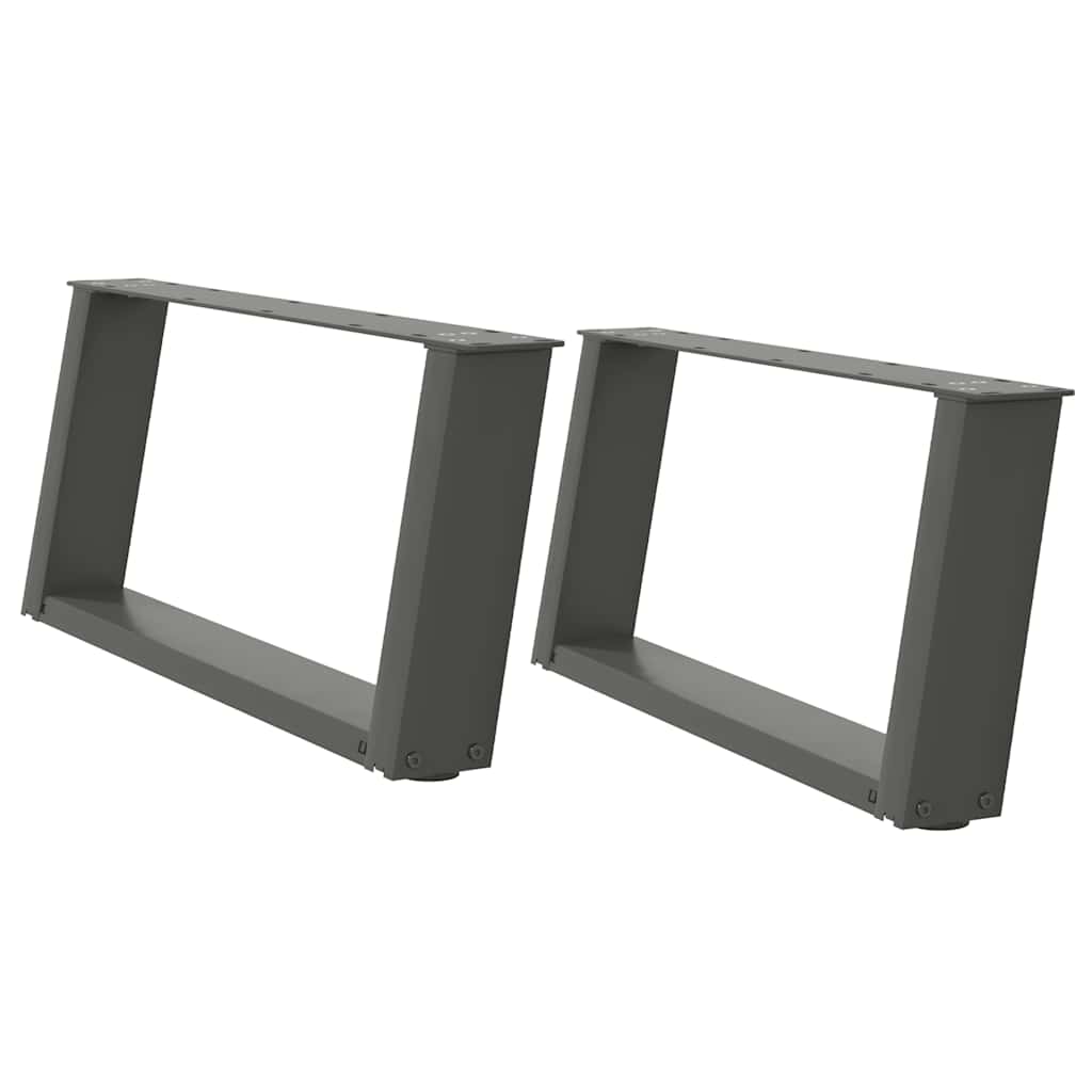 sofabordsben U-formet 2 stk. antracit 70x(30-31) cm stål