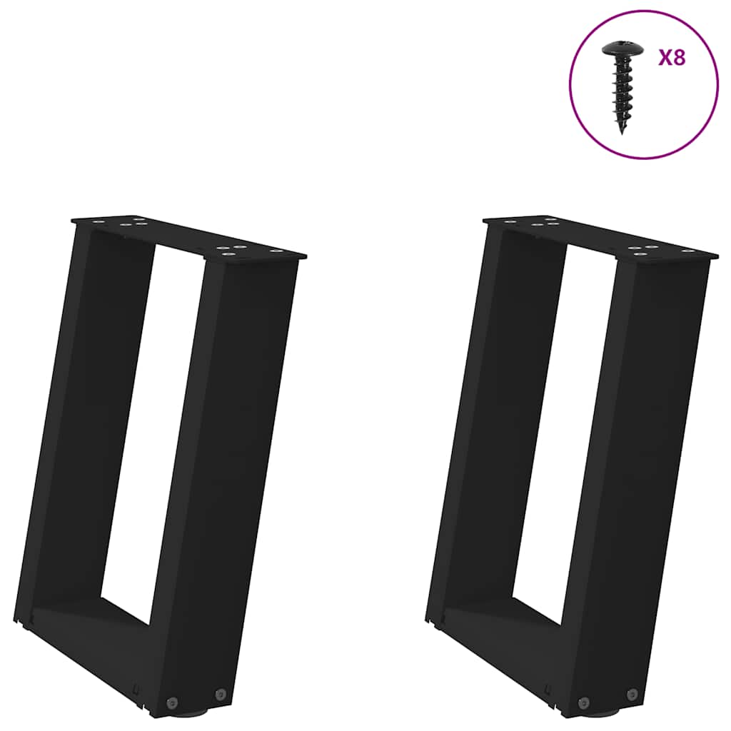 sofabordsben U-formet 2 stk. sort 28 x (42-43) cm stål