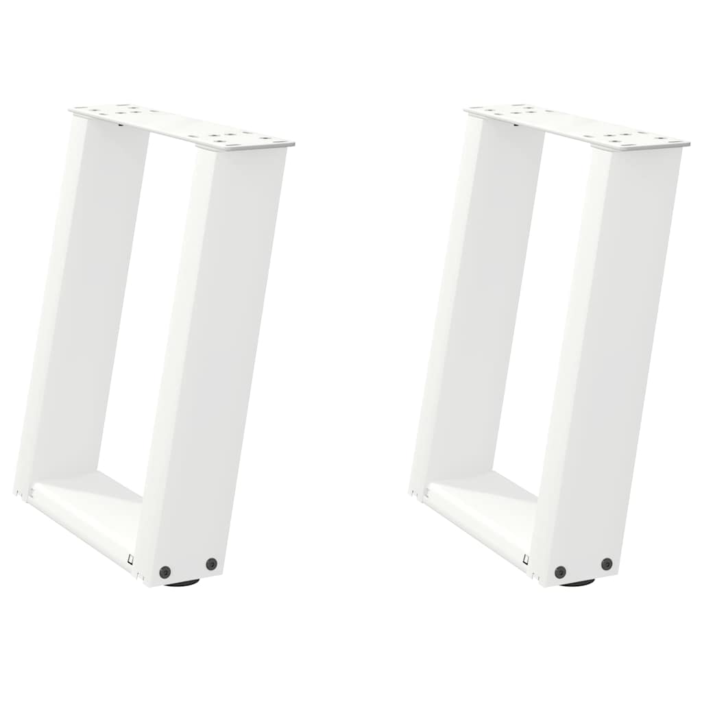 sofabordsben U-formet 2 stk. hvid 28 x (42-43) cm stål